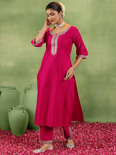 Gerua by libas Women's Silk Blend Kurta Set (GS879H_Coral