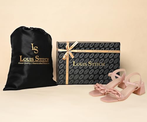 LOUIS STITCH Women’s Pink Block Heel Sandals | Comfortable Sandal for Ladies | LSOF-FI10-BHBS | UK-8