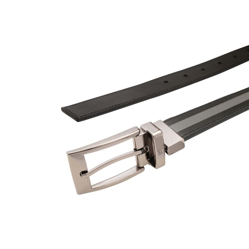 United Colors of Benetton Men's Reversible Leather Belt Weldon | Color - Black+Grey | XL 110Cm | Formal & Casual | Ideal For Gifting