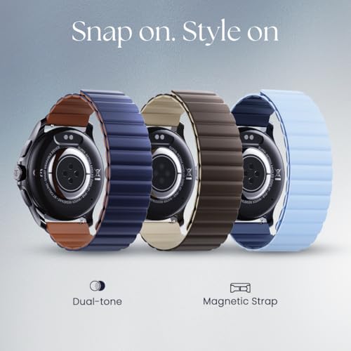 Titan Evoke 2.0, 1.32" AMOLED Display Smart Watch with AOD,1000 Nits, Functional Crown, Magnetic Strap, Metal Body,Fast Charge,24/7 Health Suite, BT Calling, SpO2, HRM, IP68 Smartwatch - Cocoa Brown