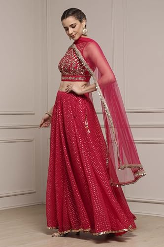 Biba Women Fuchsia Polyester Printed Lehenga Set_42