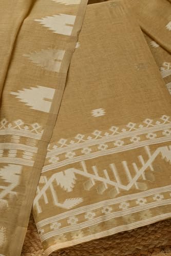 Soch Womens Mustard Chanderi Woven Design Unstitched Dress Material