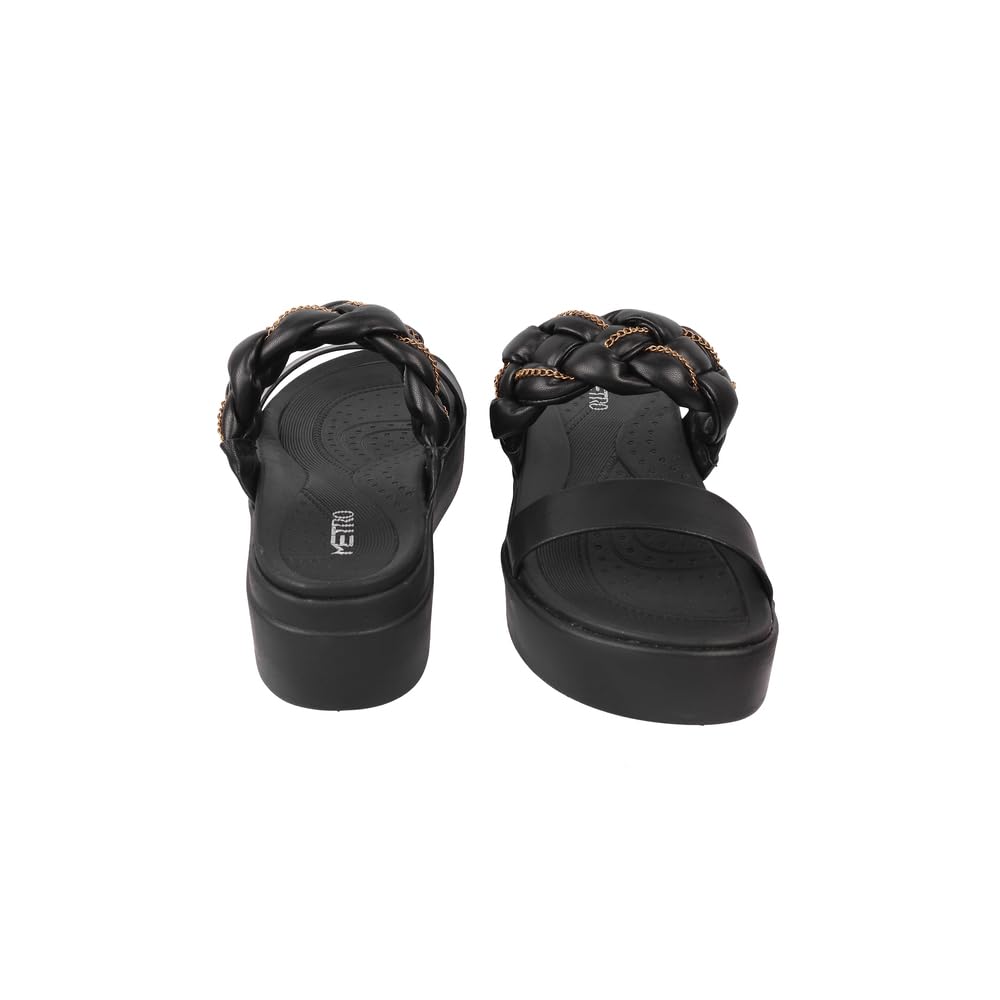 Metro Women Black Unique Weave-Like Strap Platform Heel Fashion Sandal UK/5 EU/38 (41-291)