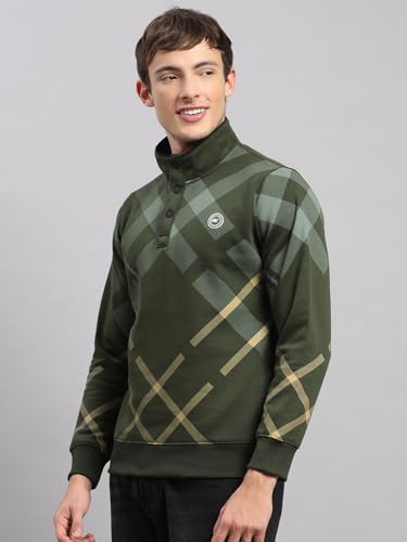 Monte Carlo Mens Regular Fit Solid Button Full Sleeve Winter Sweatshirt | Stylish Sweatshirt for Men |Comfortable Casual Winter Wear for Men's Green M (Pack of 1)