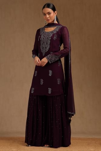 Soch Women's Georgette Salwar Suit Set (AC-EWA5CD22383_Wine