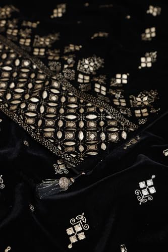 Soch Women's Velvet Salwar Suit Set (SLR-EWA4CD21214_Black