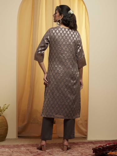 BIBA Polyester Yarndyed Straight Festive Kurta With Palazzo And Dupatta