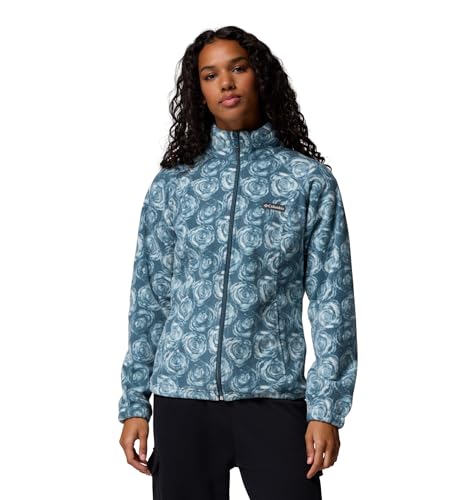 Columbia womens Benton Springs Printed Full Zip, Everblue Rose City, 2X