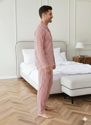 bellababebysk Super Soft Cotton Nightsuit from | Multipocket | Sizes S-3XL | India's most chosen Nightwear (Red Checks, 4XL)