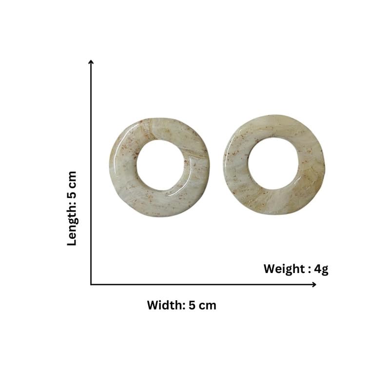 Accessher Aesthetic Cream Coloured Circular Statement Earrings/Handmade Polymer Clay Earrings for Women and Girls