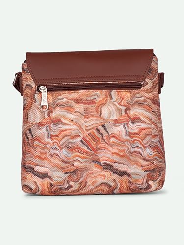 ZOUK Nicobar Coral Abstract Printed Women’s Jute Sling Bag | Handcrafted Vegan Leather Multicolor Flap Shoulder Bag