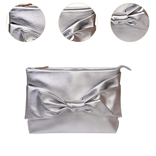 LOOM TREE® Bow Clutch Bag Decoration Pu Leather Evening Handbag For Wedding Lady Dating Silver | Womens Handbags & Bags