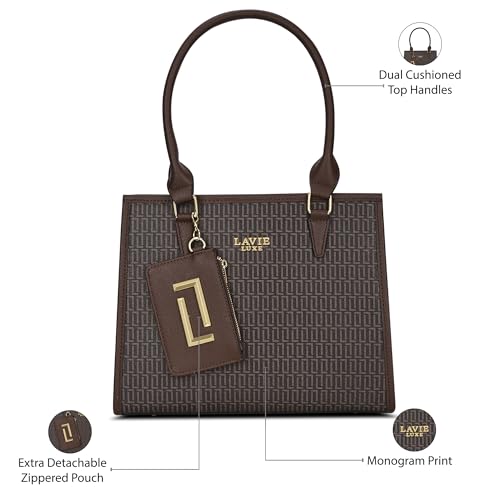 Lavie Luxe Women's Monogram Quad26 Medium Tote Handbag | Tote Bag For Work | Ladies purse | Stylish Shoulder Bag | Gift For Women
