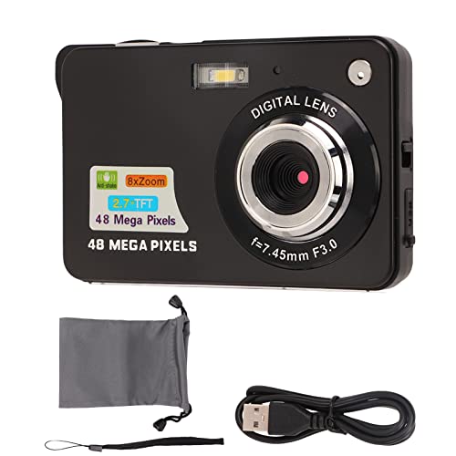 Ubervia Point & Shoot Digital Cameras - Compact Camera 8X Zoom 48MP 4K Digital Camera Built in Fill Light 27in LCD 550mAh with Wrist Strap for Photography