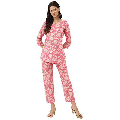Divena Pink Printed Loungewear/Nightwear(DK0259-XL)