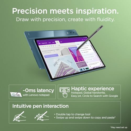 Lenovo Yoga Tab Plus Smartchoice AI Tablet with Pen + Keyboard |12.7" Display, 3K Resolution, 144 Hz|16GB RAM, 512GB ROM|Snapdragon 8 Gen 3|10200 mAh|6 Speakers|USB 3.0 with DP-Out|1Year ADP Free|Teal