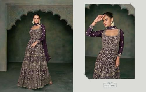 STEP N SHOP.COM Designer Anarkali Dress with Dupatta 2951 (in, Alpha, L, wine1)