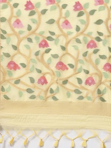 Meena Bazaar Art Silk Saree For Women |YELLOW Colour