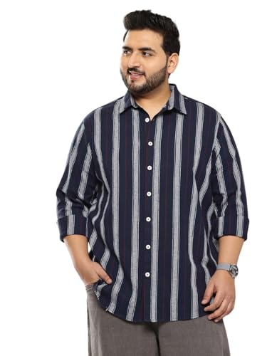 Thomas Scott Men | Plus Size | Regular Fit | Long Sleeves | Spread Collar | Shepherd Checks | 100% Cotton | Casual | Shirt (TS1792PS_Navy_4XL)