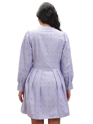 Vishudh Women Long Sleeve Round Neck Dress VVa1000084 Purple M