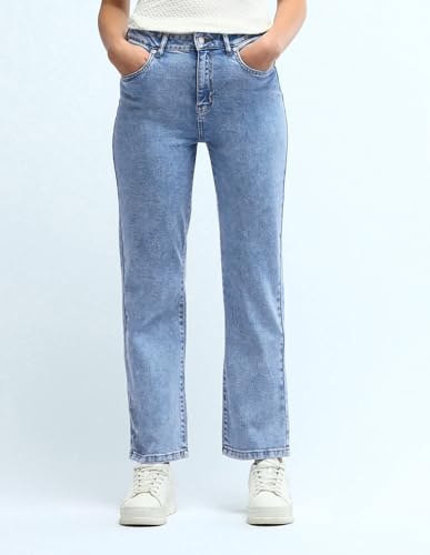 U.S. POLO ASSN. High Rise Straight Fit Jeans (UWAW24JEN111_Blue_26)