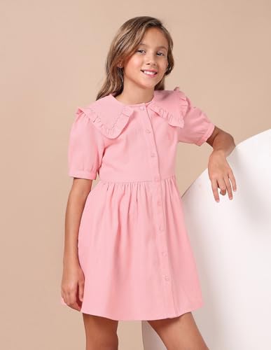 U.S. POLO ASSN. Girl's Cotton A-Line Mini Dress (UGDRS0425 Pink