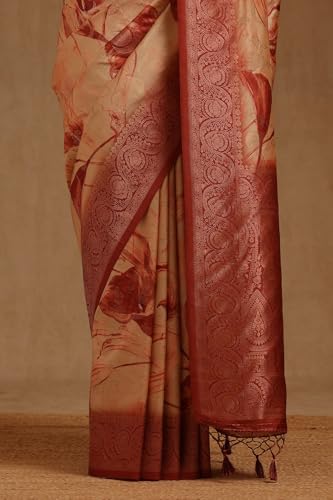 Soch Womens Earth Dola Silk Floral Saree With Zari Woven
