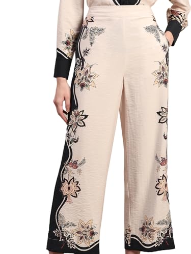 VERO MODA Women's Straight Fit High-Rise Beige Pants