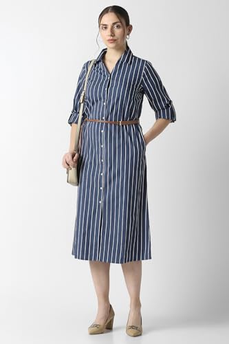 Women Navy Stripe Formal Dress
