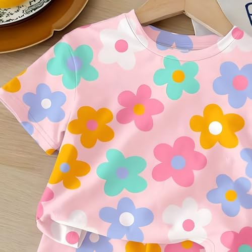4YOU Dresses Beautiful Cotton Blend Fabric with Beautiful Print Tshirt and Half Pant For Girls