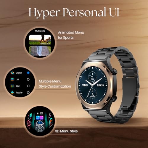 Titan Maestro 1.47" Zero Lag AMOLED Smart Watch for Man with SS316L Stainless Steel, BT Calling, 60Hz Refresh Rate, Health Tracking,10 Days Battery,Water & Dust Resistant, Extra Silicon Strap (Silver)