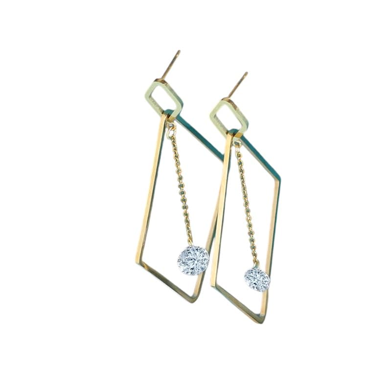Jiaara Gold toned Anti-tarnish Statement earrings for women (Square pearl drop)