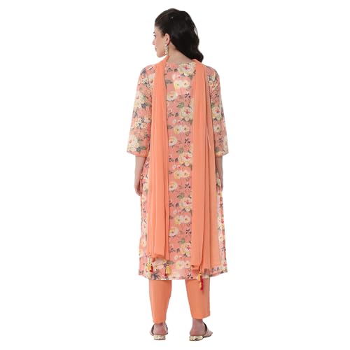 Rangriti Women's Cotton Blend Kurta Set (RTRZ20509SS25PCH_Peach