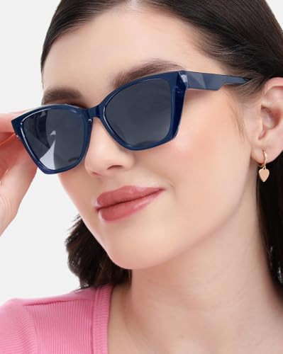 Blue Toned with Blue Polarised Lens Cat Eye Sunglass for women