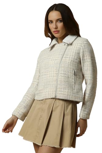 Women White Check Casual Jacket