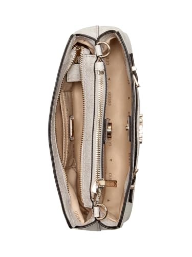 GUESS White Logo Printed Katya Top Zip Crossbody Bag