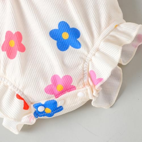 Hopscotch Girls Full Sleeves White Floral Bow Applique Bodysuits For Ages (6-9 Months)
