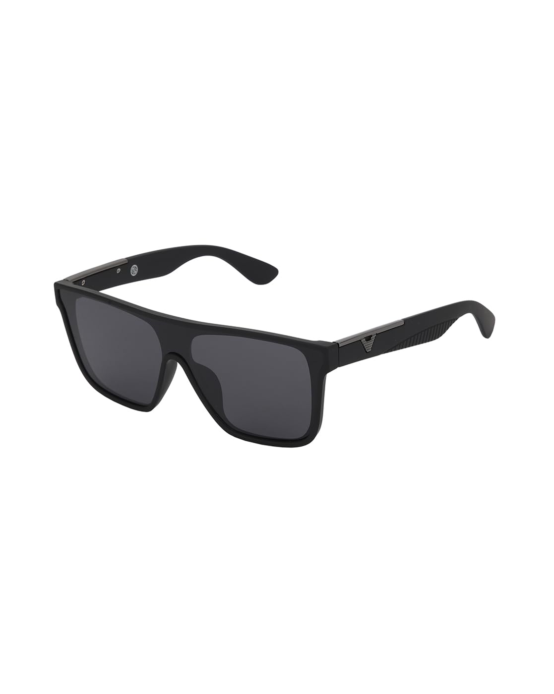 Carlton London Black and Metallic Toned with Black Polarised Shield Sunglass for men