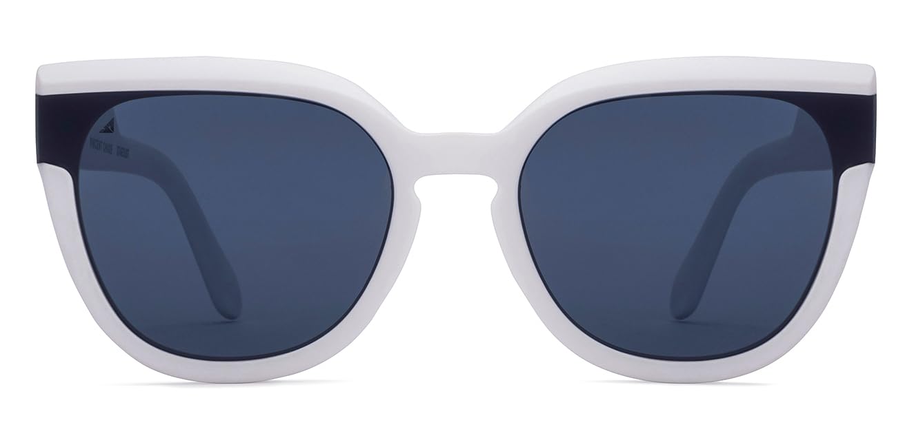 VINCENT CHASE EYEWEAR Vincent Chase By Lenskart | White-Blue Full Rim Cateye | Stardust | Branded Latest And Stylish Sunglasses | Polarized And 100% Uv Protected | For Women | Large | Vc S16930