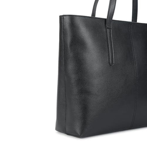 Fastrack Casual Tote Bag For Girls, Large Size With A Zipper Closure And Padded Laptop Compartment, Compatible With Laptops Up To 15 Inches, Double Handle Tote Bag, Black