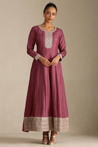 Soch Women's Viscose Blend Floor Length Dress (EWS5CD22100_Onion Pink