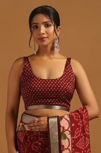 Soch Womens Maroon Poly Viscose Pichwai Saree