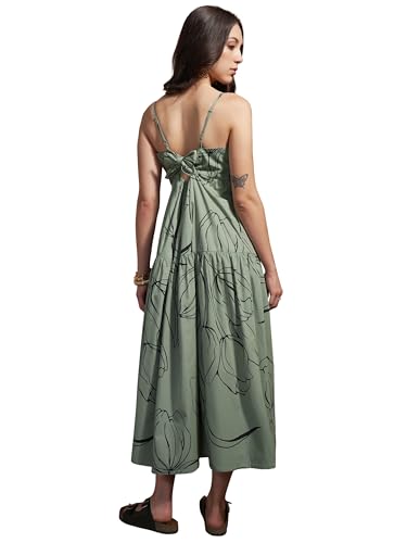 Vishudh Women's Cotton Maxi Dress (VVa1000071_Green