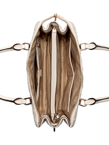 GUESS Off White Quilted Everlee Girlfriend Satchel Bag