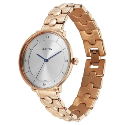 Titan Workwear Quartz Analog Grey Dial Rose Gold Colour Metal Strap Watch for Women