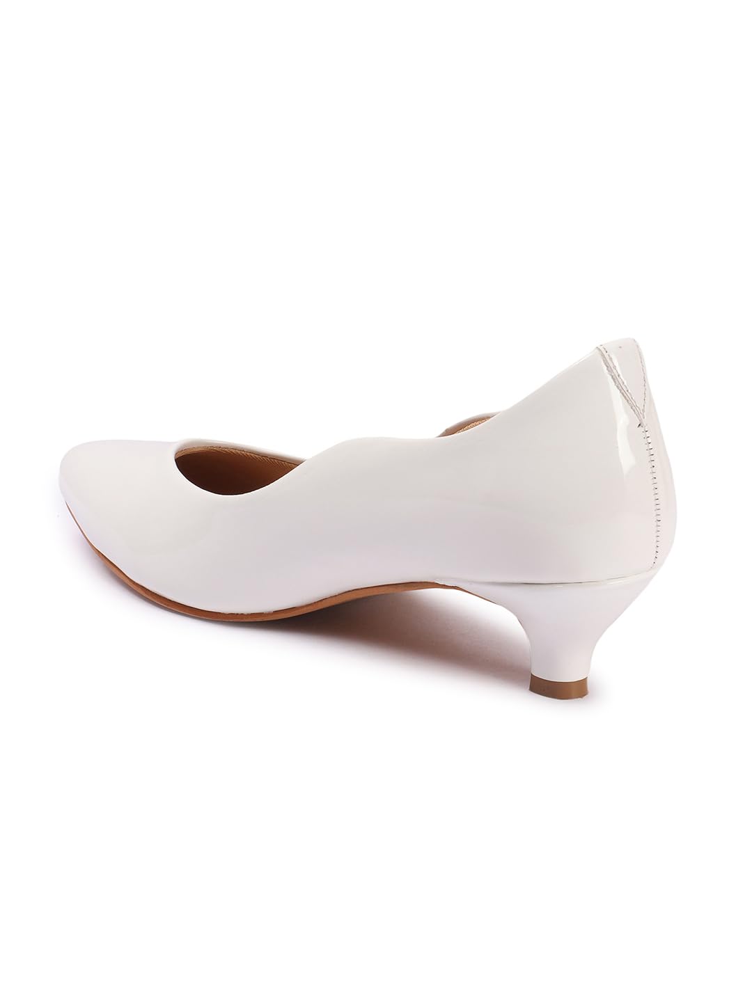 Carlton London Women White Stylish Slip-on Pump Shoes with Kitten Heels, Pointed Toe for Party and Formal Occasions (38)