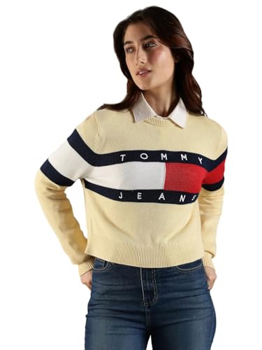 Tommy Hilfiger Relaxed Fit Cotton Crew Neck Sweater Yellow