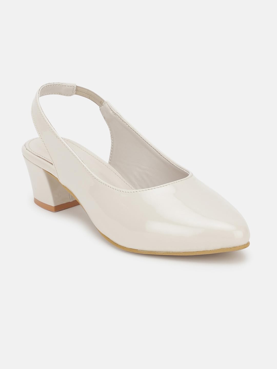 Marc Loire Pointed Toe Block Heel Fashion Sandal for Women (Cream, 6)