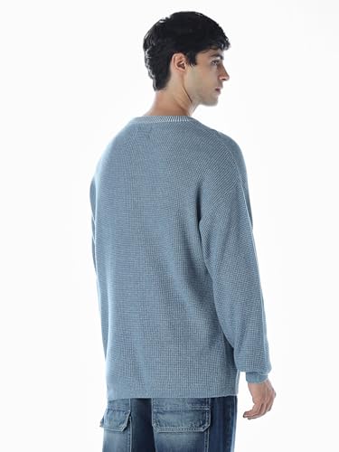 Jack & Jones Men Oversized Fit Blue Sweater