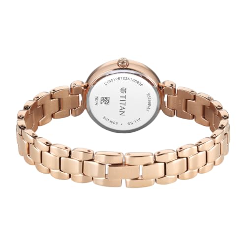 Titan Workday Edit with Quartz Analog Mother of Pearl Dial IPRG Stainless Steel Strap Watch for Women - 95398WM01
